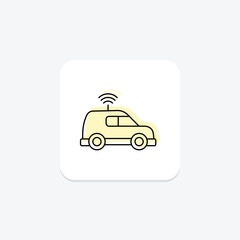 Driverless Vehicle color shadow thinline icon , vector, pixel perfect, illustrator file