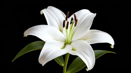 Elegant White Lily on a Dark Background