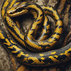 Fototapeta premium Realistic illustration of snake body with shiny skin patern.