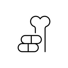 Osteoporosis medicine outline icons, minimalist vector illustration ,simple transparent graphic element .Isolated on white background