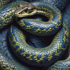 Fototapeta premium Realistic illustration of snake body with shiny skin patern.
