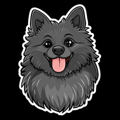 Naklejka premium Keeshond Dog Smiling With Its Tongue Out Cartoon Illustration