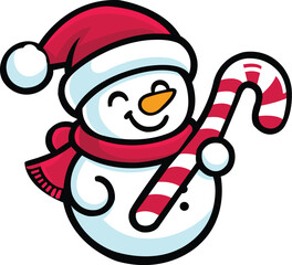 Festive Snowman with Candy Cane