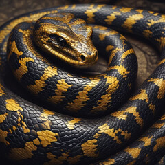 Fototapeta premium Realistic illustration of snake body with shiny skin patern.
