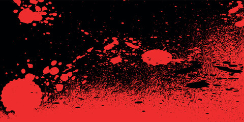 spray black background red paint, spill red paint on black background