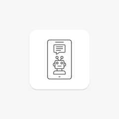 Online Robot Chat thinline icon , vector, pixel perfect, illustrator file