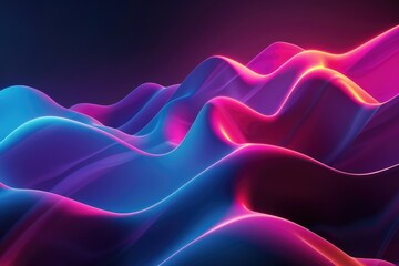 Fototapeta premium 3d rendering, abstract background of colorful neon wavy line glowing in the dark. Modern simple wallpaper