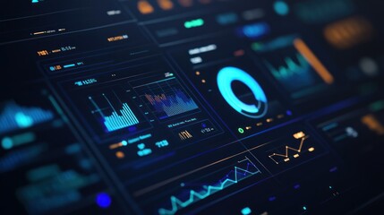 Obraz premium Close-up of a Computer Screen Displaying Graphs and Data