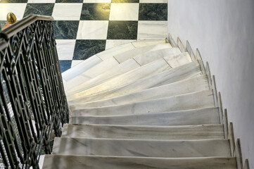 Colonial marble steps in a staircase, Madrid, Spain