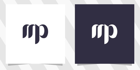 letter mp pm logo design vector