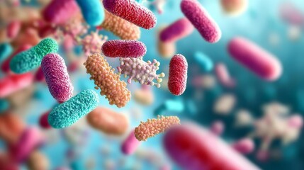 Multi-resistant bacteria on hospital surfaces, 3D illustration
