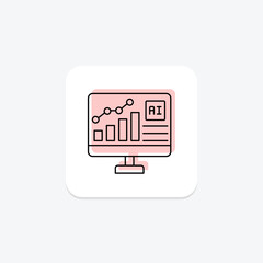Ai Analytics color shadow thinline icon , vector, pixel perfect, illustrator file
