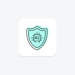 Ai Security color shadow thinline icon , vector, pixel perfect, illustrator file