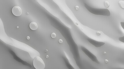 Water drops on a gray background, top view