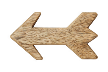 Wooden Arrow Sign on Transparent Background - Isolated Design Element for Directions and Decorations