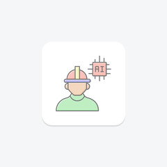 Ai Engineer lineal color icon , vector, pixel perfect, illustrator file
