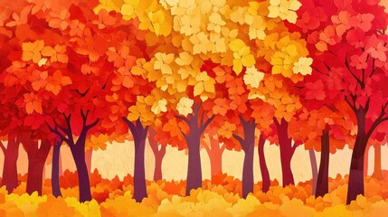 Leaves on trees transform into shades of yellow orange red and brown in the autumn season Autumn foliage colors on trees