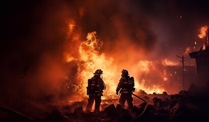 Portrait of Two Professional Firefighters Standing Next to an All-Terrain Vehicle, Using a Heavy-Duty Laptop Computer and Figuring Out a Best Strategy for Extinguishing the Wildland Fire.