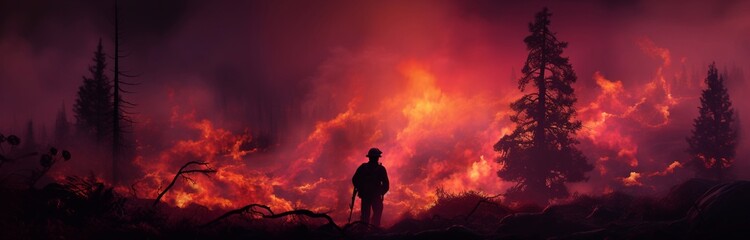 Fototapeta premium Fearless Firefighters Battling Blaze with Water and Extinguishers. Firefighters in Action, Extinguishing Fire with Teamwork and Courage. Intense Firefighting Training Exercise.