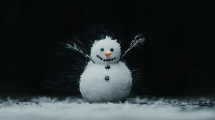 Obraz premium A snowman is standing in the snow