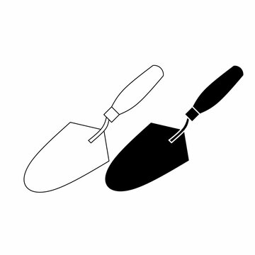 black and white trowels on white background clip art preview
