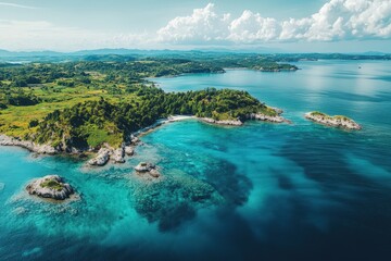 Fototapeta premium Stunning aerial view of a tropical island paradise