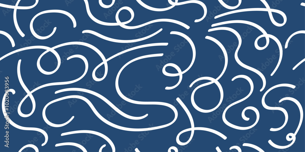 Leinwandbilder Ornate lines on a blueprint canvas. White lines flying in different directions on a seamless and simple pattern.
