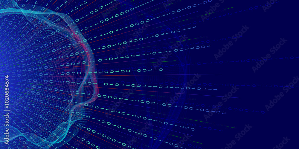 Aufkleber cyberspace, coding, big data, analytics concept. abstract digital burst with binary code lines radia
