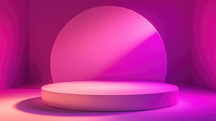 Obraz premium A Pink Cylindrical Platform with a Half-Circle Behind It