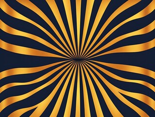 Obraz premium A golden sunburst emanating symmetrical, radiant rays against a dark blue backdrop