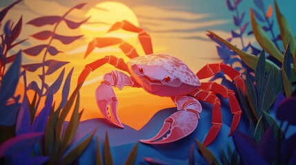 Crab walking in the morning light Crab moving in early light