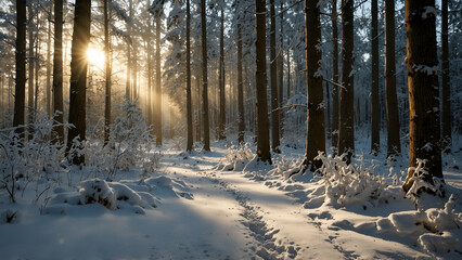 winter forest in the morning