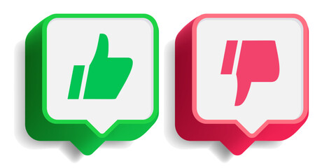 Fototapeta premium Like and Dislike label with thumb up and thumb down 3d style for social media, marketing, ui, ux, app and web