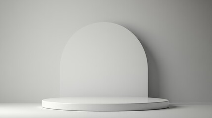 White Circular Platform with an Arched Background