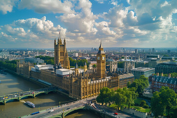 Obraz premium A bird's-eye view of London landscape photography. View of Big Ben.