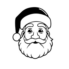 Classic Santa Claus Vector Illustration. Black and White Cartoon Christmas Art with Glasses and Beard. Perfect for Holiday Cards and Seasonal Branding.