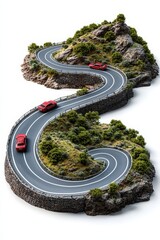 Cars Driving on Winding Mountain Road