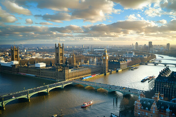 Fototapeta premium A bird's-eye view of London landscape photography. View of Big Ben.