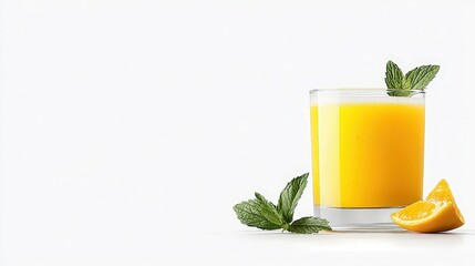 Fototapeta premium Fresh Orange Juice with Mint and Lemon Slice