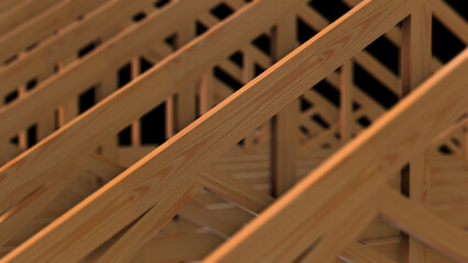 Timber Wooden Planks in Construction Process © Nilang