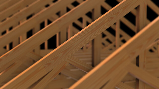 Timber Wooden Planks in Construction Process