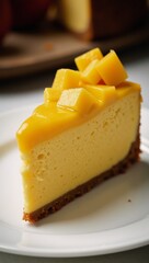 Glazed Mango Cheesecake with Fresh Mango Pulp Topping
