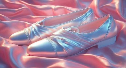 Obraz premium Shoe Art Illustration, Pink Shimmer Background