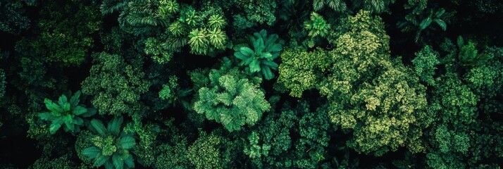 Lush forest canopy, vibrant greens intertwining, intricate patterns formed by dense treetops, a serene aerial perspective showcasing nature's beauty