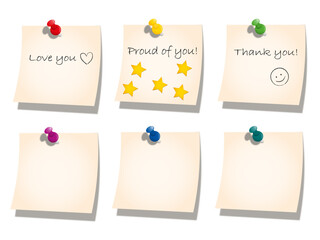 set of memo papers with handwritten 