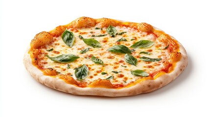 Freshly Baked Margherita Pizza with Basil Leaves