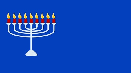 Happy Hanukkah background illustration with copy space and nine candles or menorah