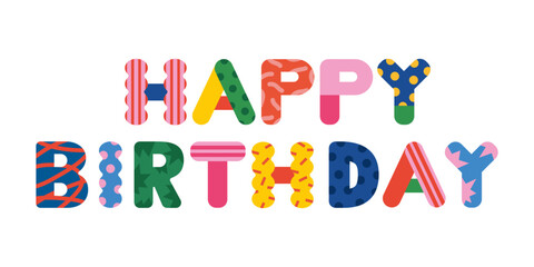 playful typography for happy birthday with multi pattern