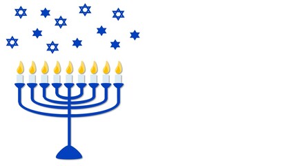 Happy Hanukkah background illustration with copy space and nine candles or menorah