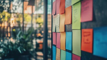 Colorful Sticky Notes on a Wall